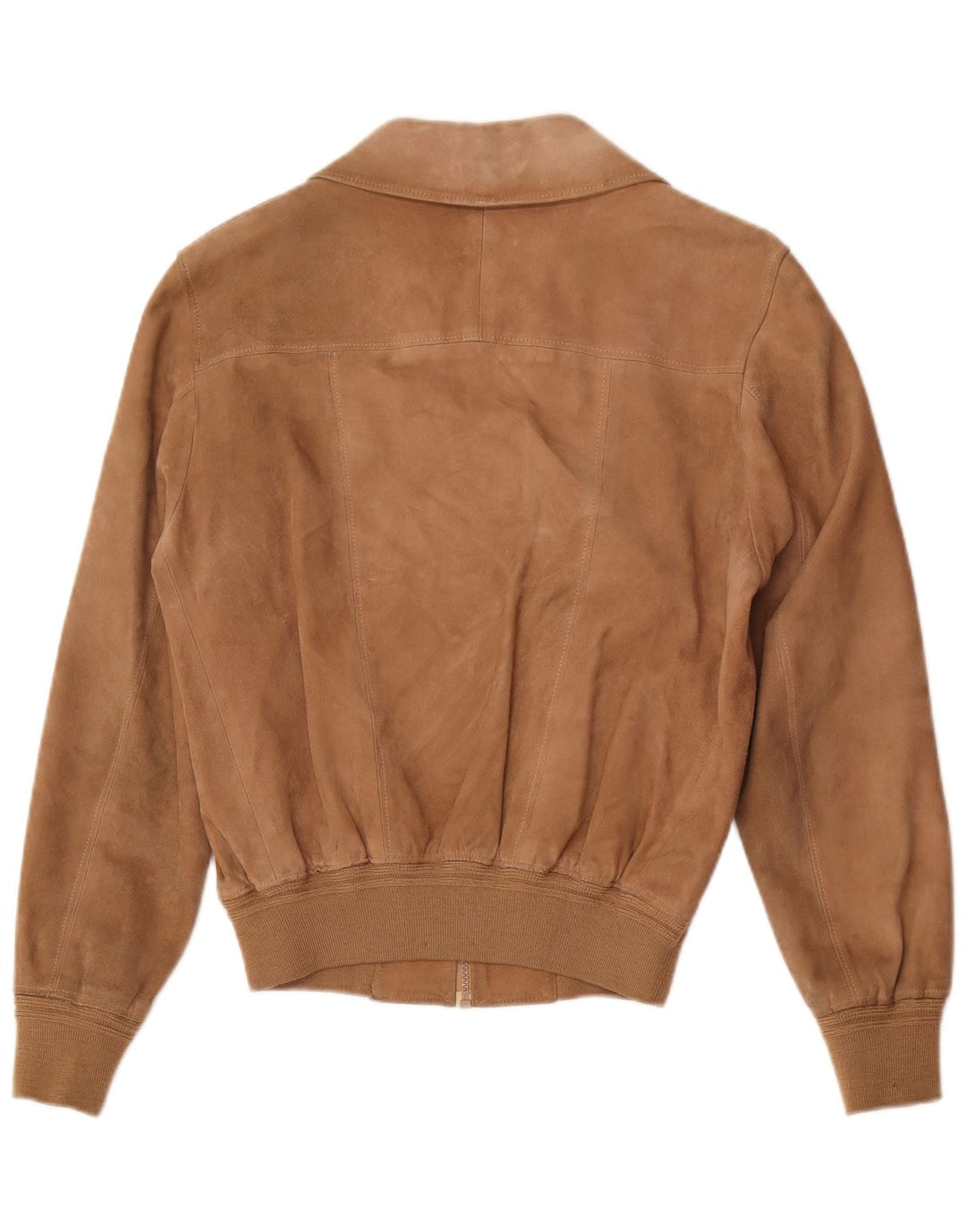 Jaqueta bomber masculina vintage de camurça Reino Unido 36 pequena couro marrom retrô