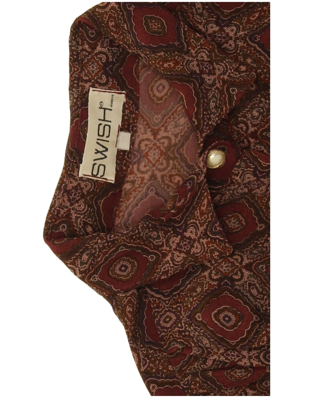 Camisa feminina Swish Reino Unido 18 XL Borgonha Ikat