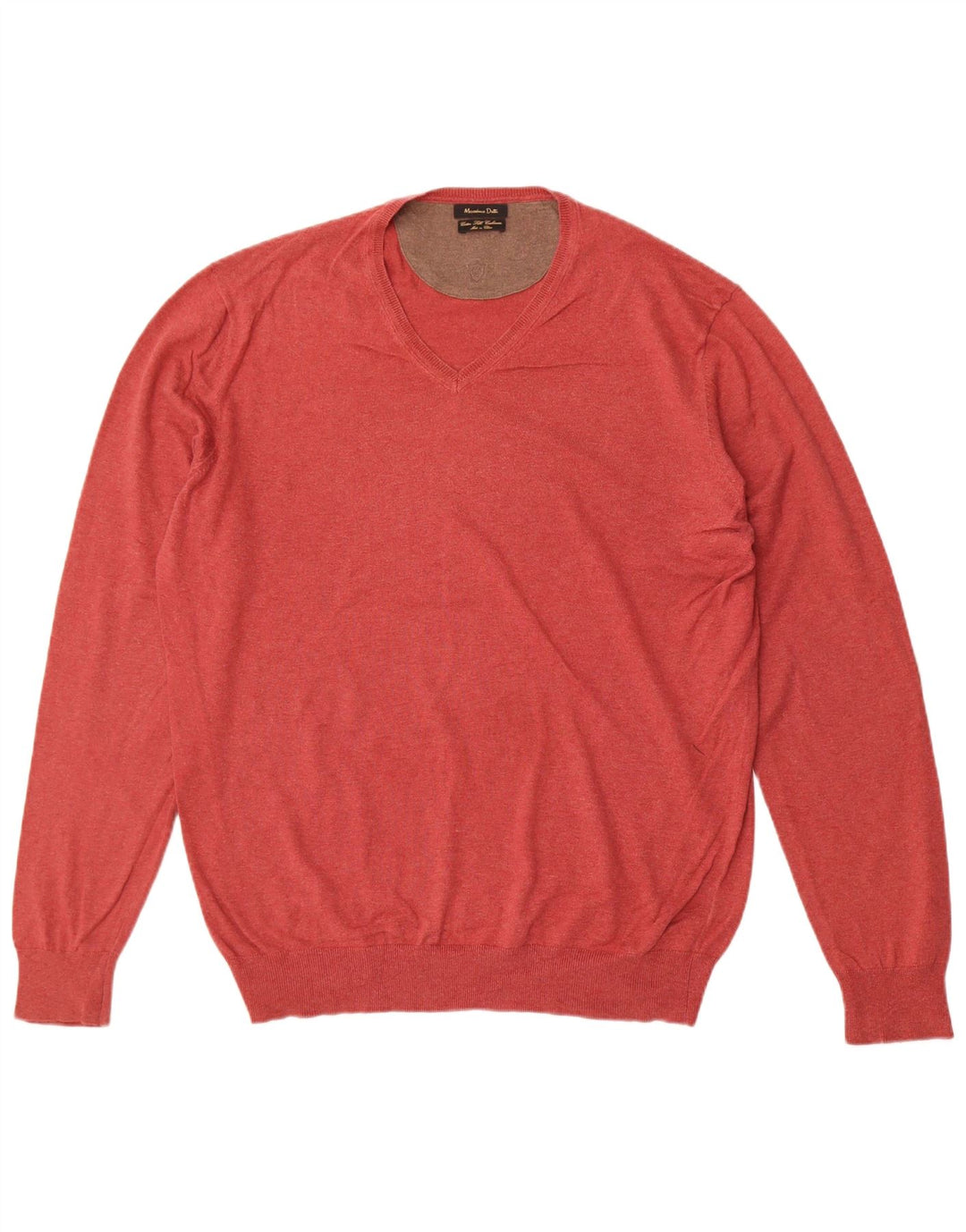 Suéter masculino Massimo Dutti com decote em V XL algodão vermelho