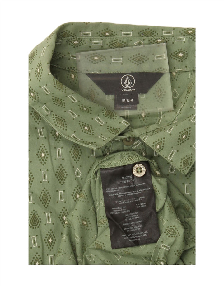 Camisa masculina de manga curta Volcom algodão geométrico verde médio