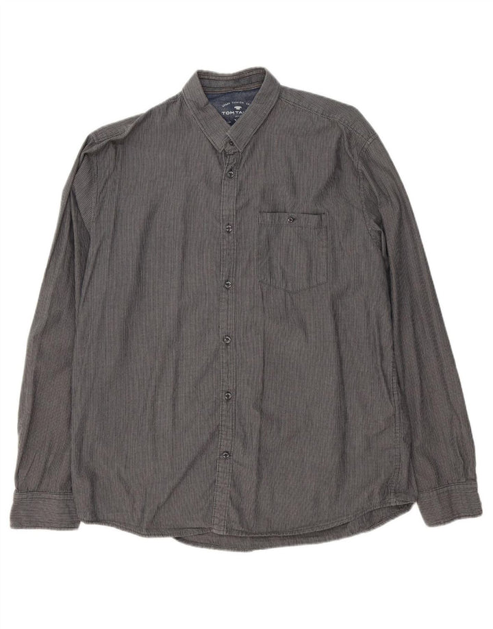 Camisa masculina TOM TAILOR XL cinza listrado algodão