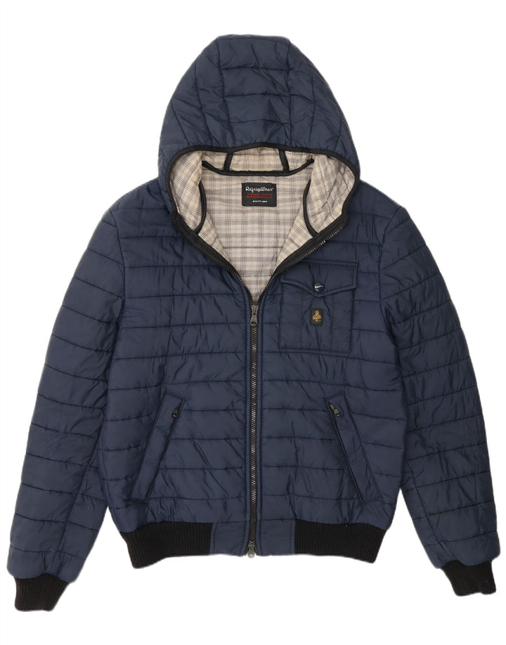 Jaqueta masculina acolchoada com capuz Refrigiwear IT 52 grande poliéster azul marinho
