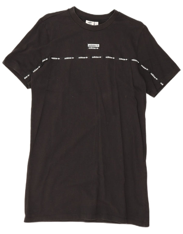 Adidas Camiseta Feminina Graphic Vestido UK 10 Pequeno Algodão Preto