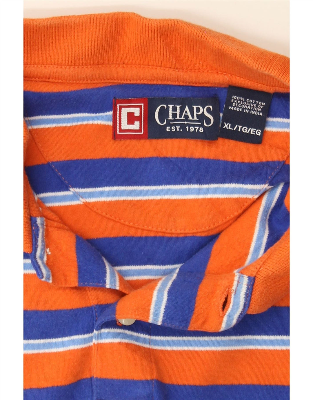CHAPS Mens Big & Tall Polo Shirt XL Orange Striped Cotton Vintage Chaps and Second-Hand Chaps from Messina Hembry 