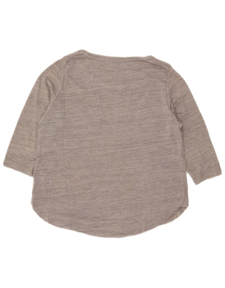 Marks & Spencer Top feminino pequeno manga 3/4 Reino Unido 14 grande cinza manchado