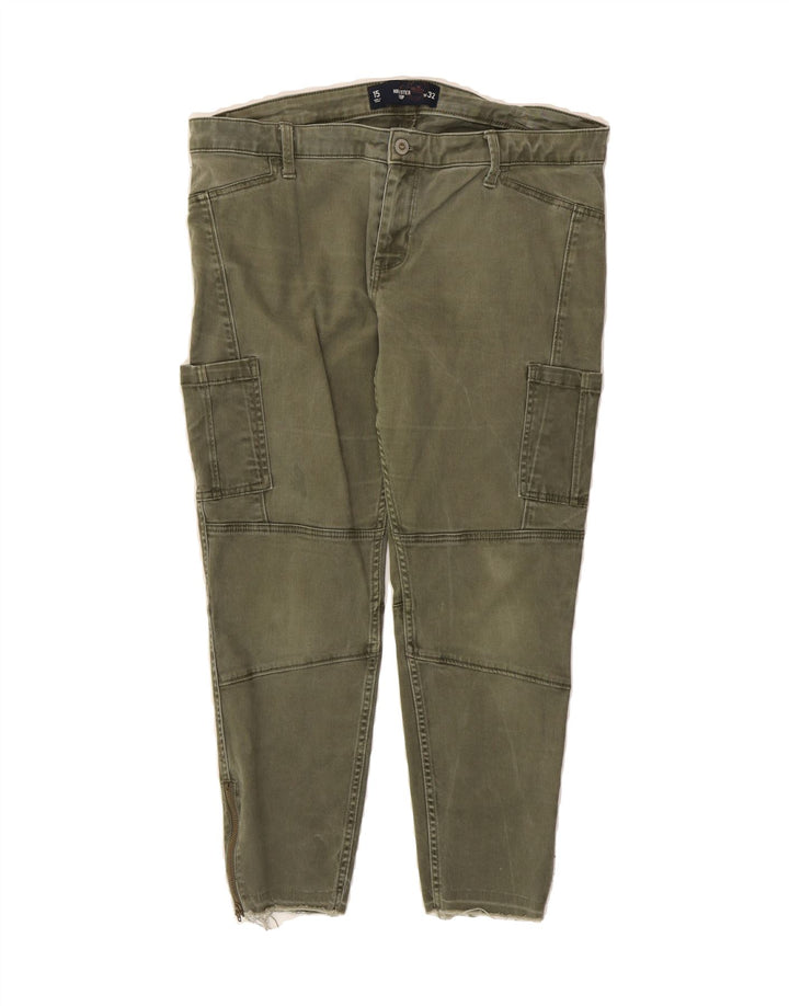 HOLLISTER Womens Crop Cargo Trousers W32 L24 Khaki Cotton Vintage Hollister and Second-Hand Hollister from Messina Hembry 