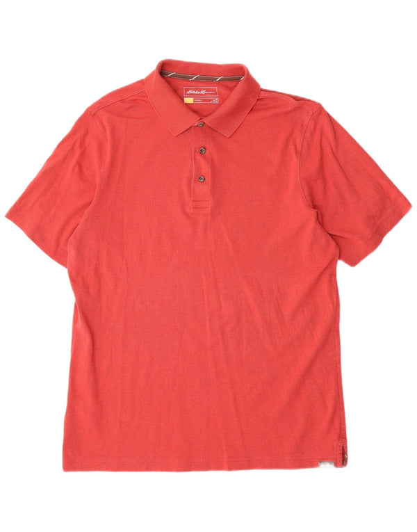 Camisa polo masculina Eddie Bauer de algodão vermelho médio