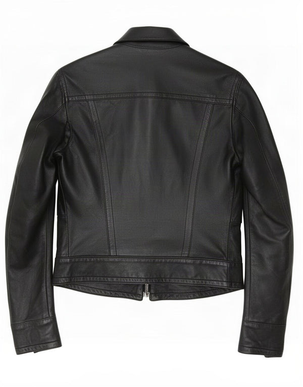 Jaqueta Calvin Klein Jeans Feminina Crop Leather UK 10 Pequena Preta