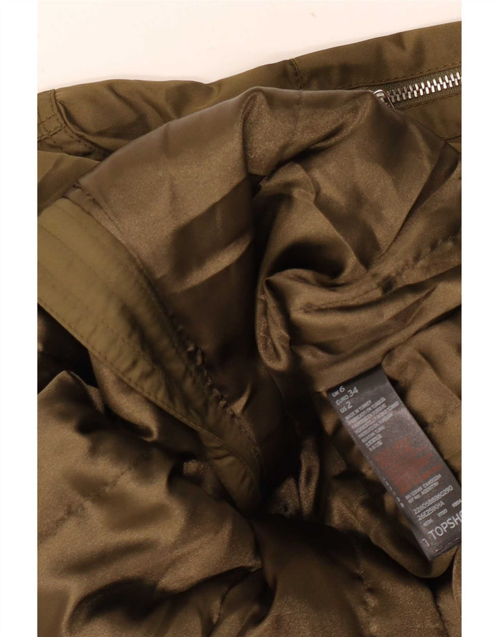Jaqueta bomber feminina Topshop UK 6 XS cáqui poliéster