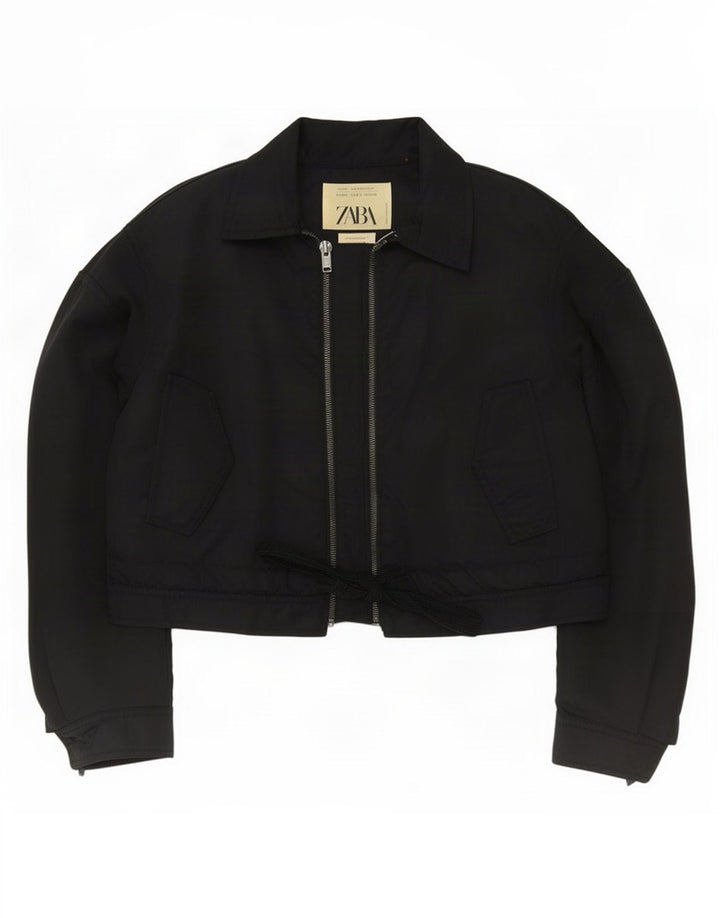 Zara Womens Crop Oversized Bomber Jacket UK 6 XS Preto Poliamida