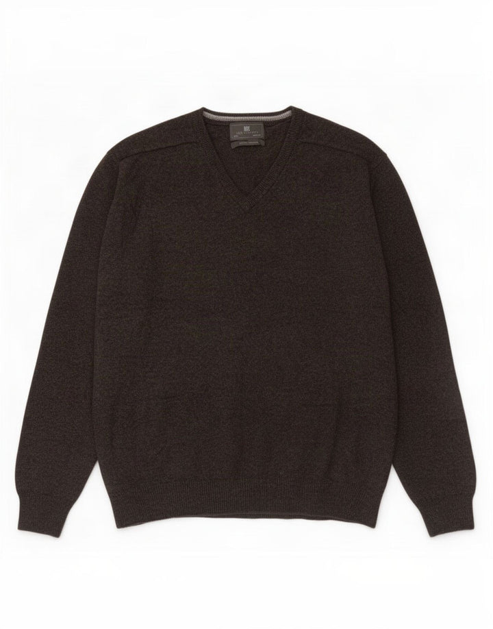 Suéter masculino Marks & Spencer com ajuste regular e decote em V 3XL lã marrom