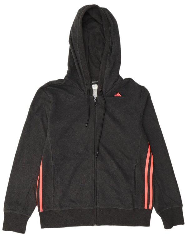 Suéter Adidas Feminino Climalite Zip com Capuz UK 16/18 Grande Algodão Cinza