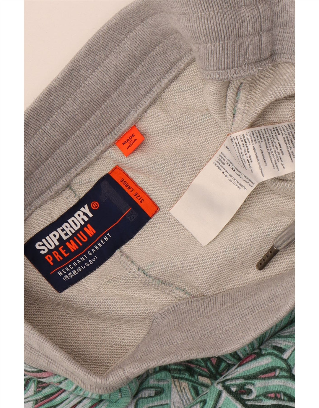 Shorts esportivos masculinos Superdry grande algodão floral cinza