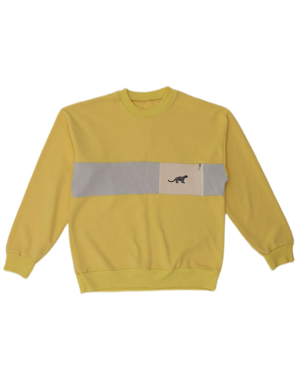 Moletom masculino vintage Jumper pequeno amarelo colorblock