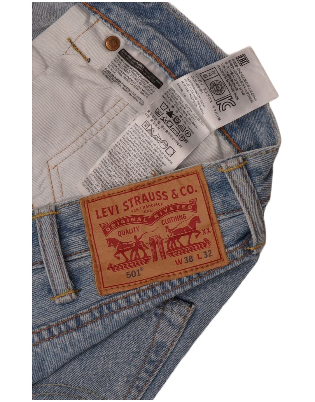 Calça jeans masculina Levi's 501 Straight W38 L29 azul algodão