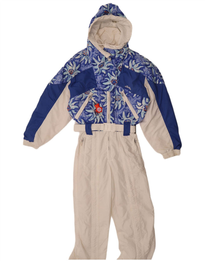 Ellesse Macacão feminino de esqui grande com capuz IT 40 pequeno floral branco