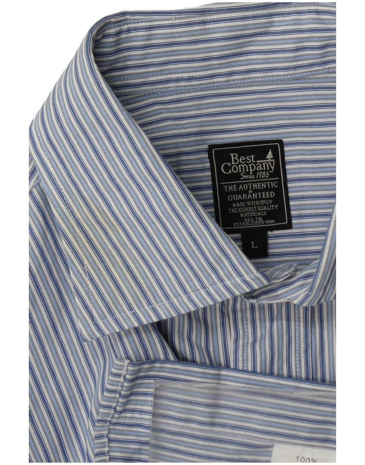 Camisa masculina Best Company grande algodão listrado azul