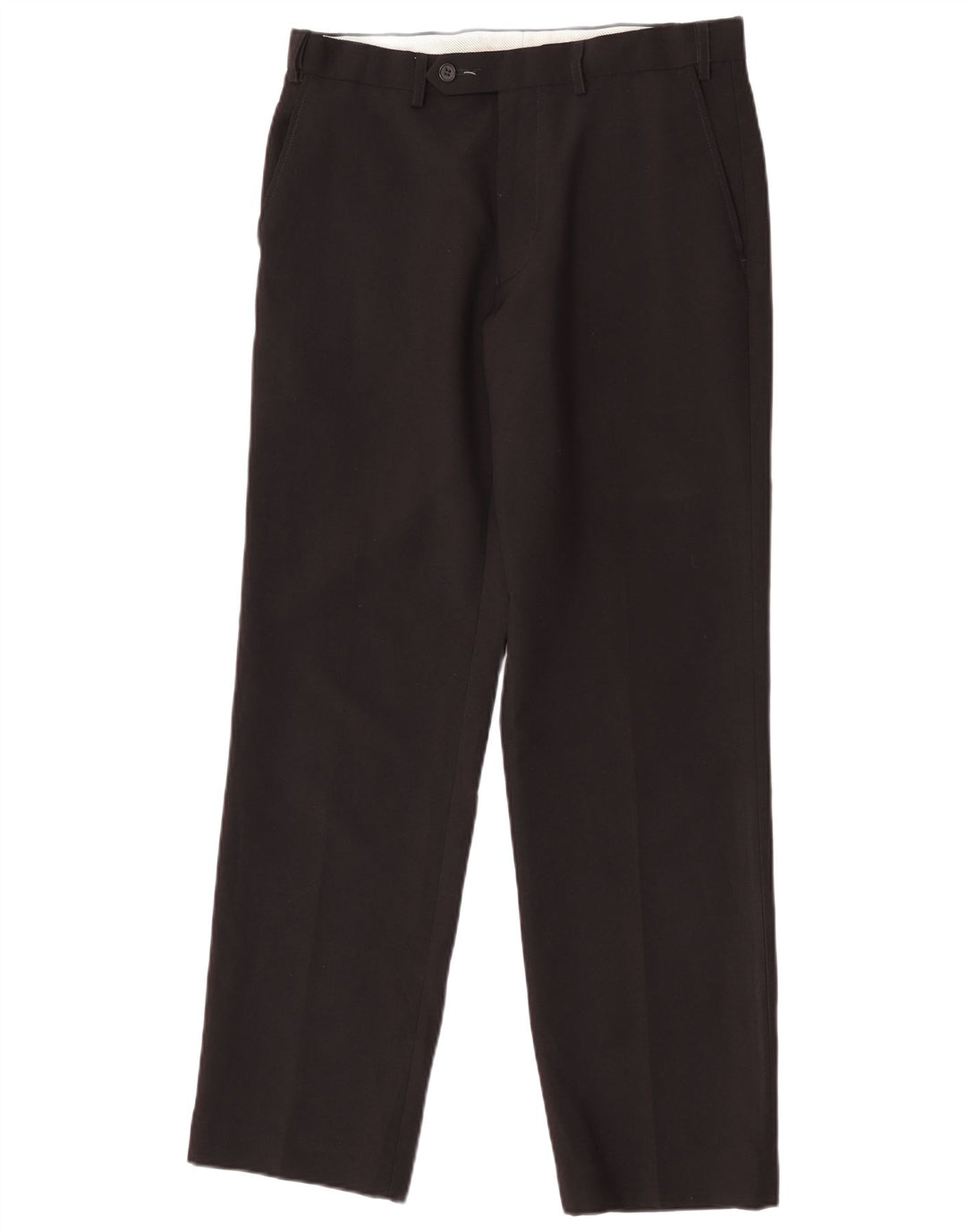 Calça masculina de terno reto Marks & Spencer W32 L31 poliéster preto