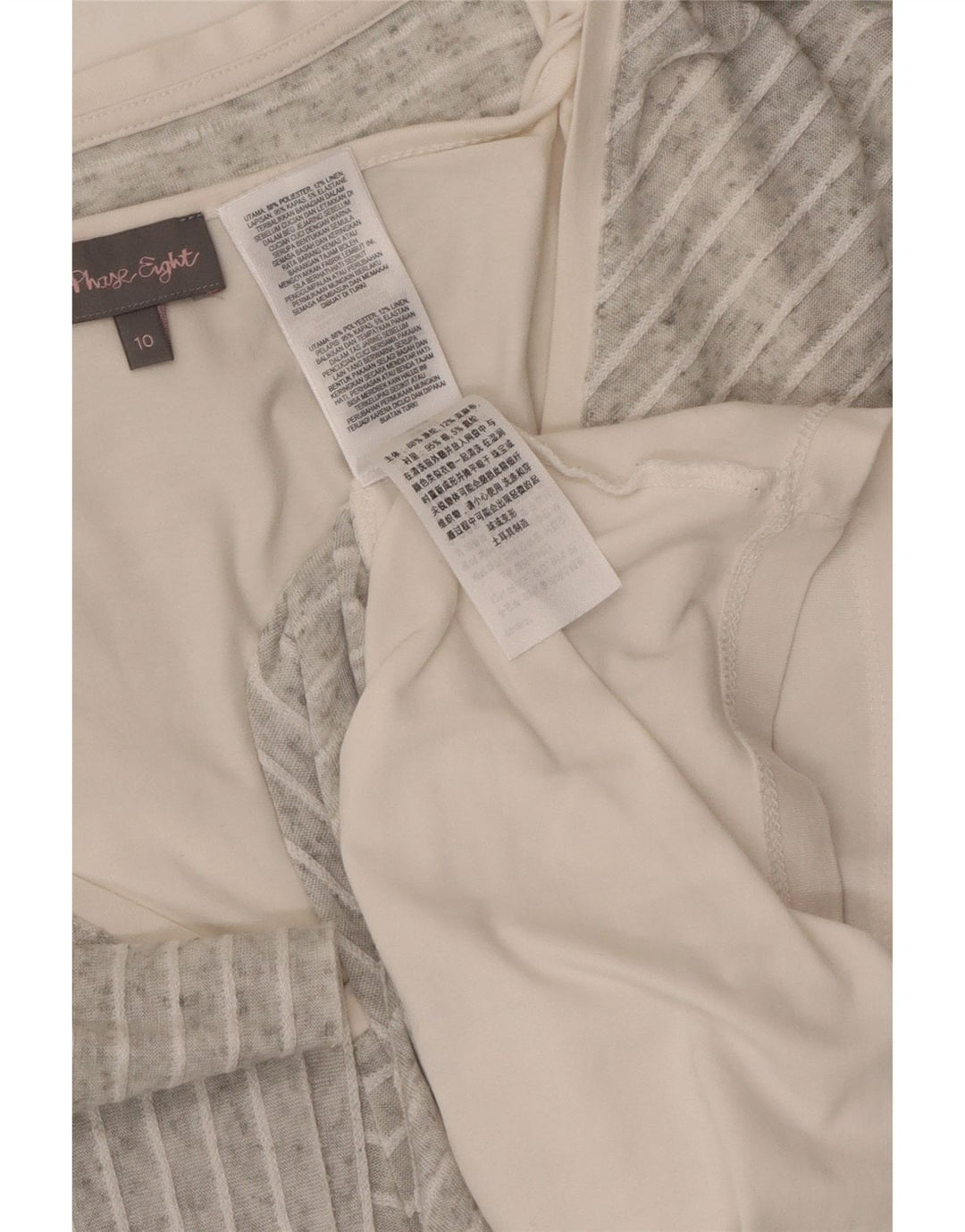 Blusa feminina FASE EIGHT com ajuste solto, 10 listras cinza pequenas, Reino Unido