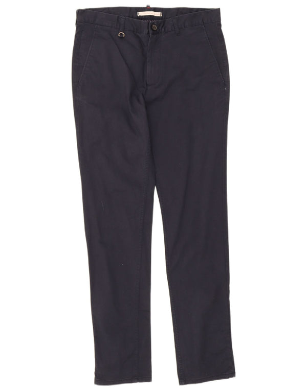 Zara Mens Slim Fit Chino Calças EU 40 Médio W31 L30 Azul Marinho Algodão