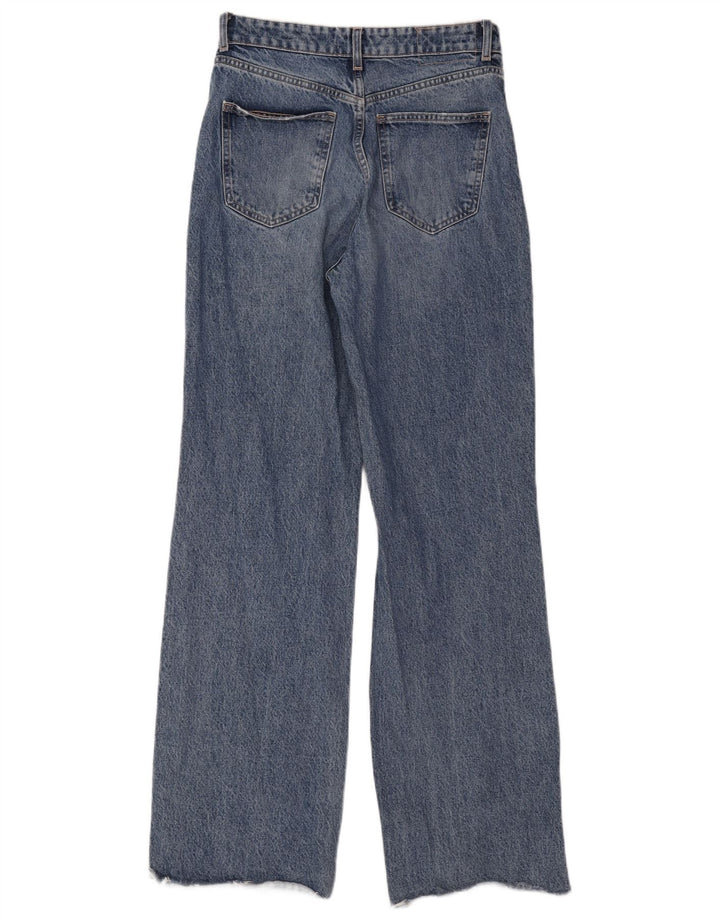 Calça jeans feminina Zara com perna larga desgastada EU 40 médio W30 L33 algodão azul
