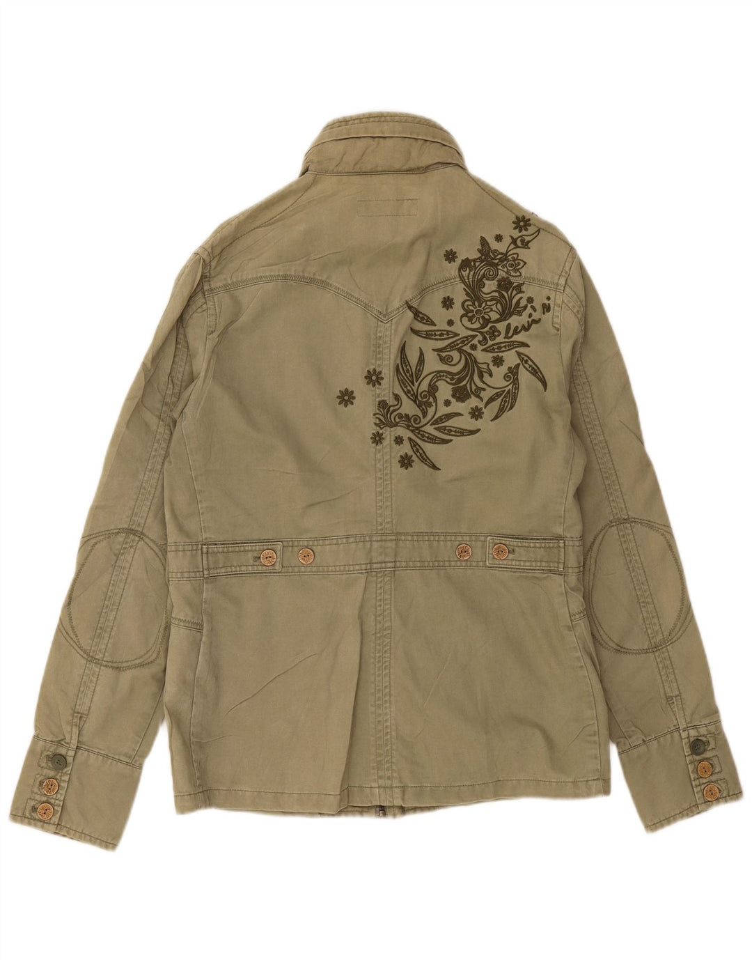 Jaqueta utilitária feminina com capuz gráfico Levi's Reino Unido 16 grande algodão cáqui