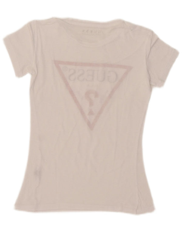 Camiseta feminina Guess Crop Graphic UK 6 XS Branco