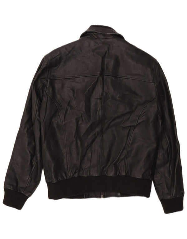 Jaqueta de couro bomber masculina vintage IT 50 grande preta