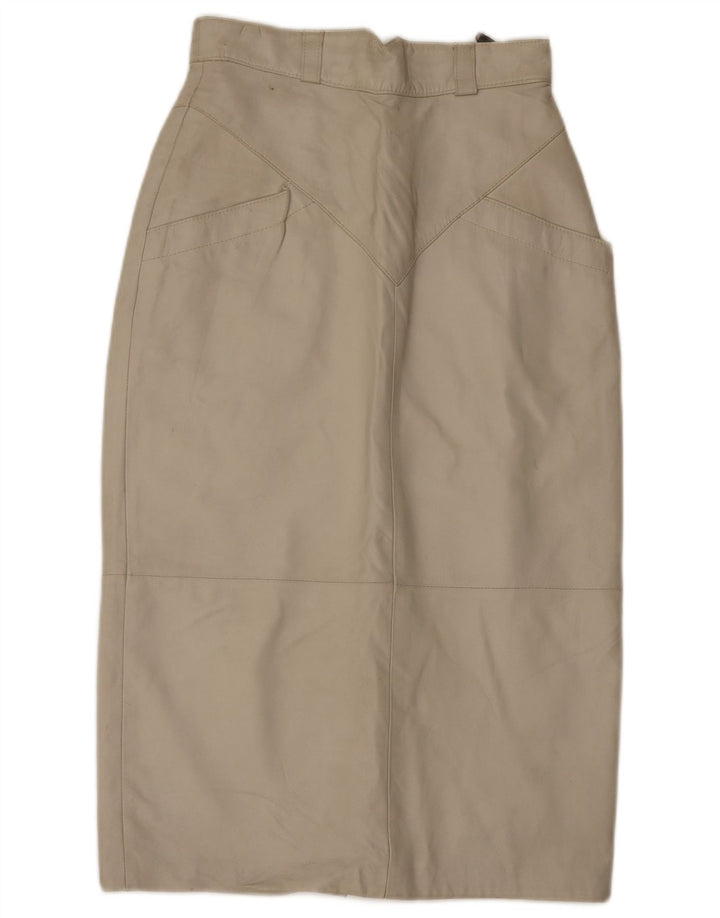 Saia feminina C&A de couro midi EU 40 médio W28 couro bege