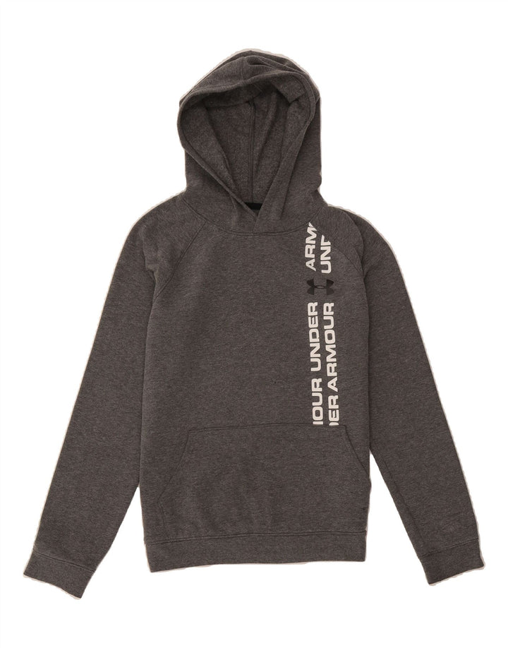 UNDER ARMOUR Boys Graphic Hoodie Jumper 13-14 Years XL Grey Cotton Vintage Under Armour and Second-Hand Under Armour from Messina Hembry 