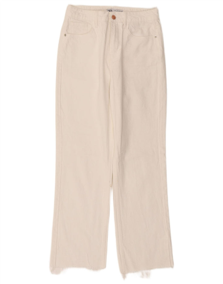 Calça jeans reta feminina Zara EU 38 pequena W28 L28 algodão branco