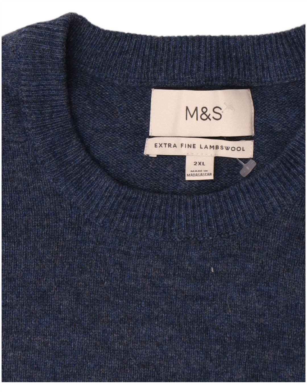 Suéter masculino Marks & Spencer com gola redonda 2XL azul marinho manchado
