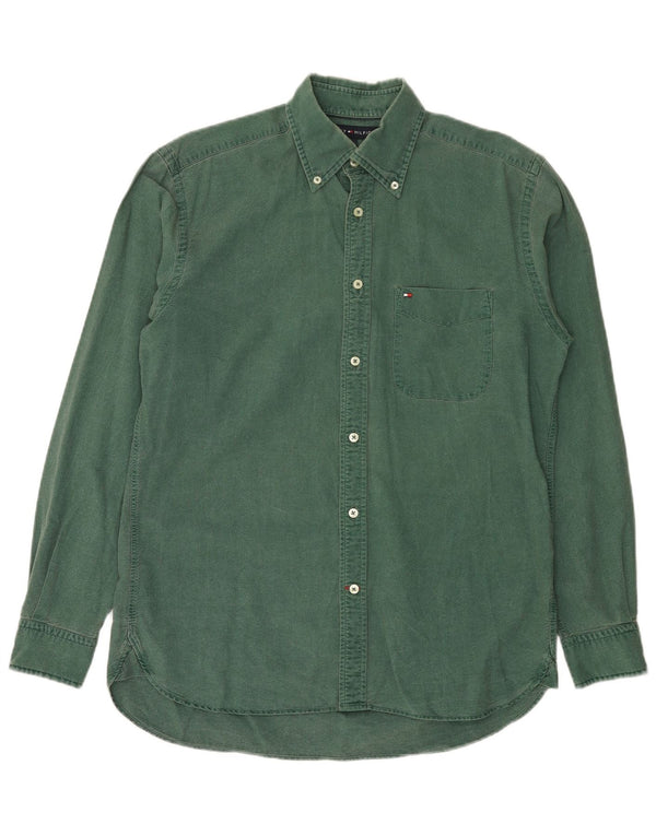 Camisa masculina Tommy Hilfiger pequena verde algodão