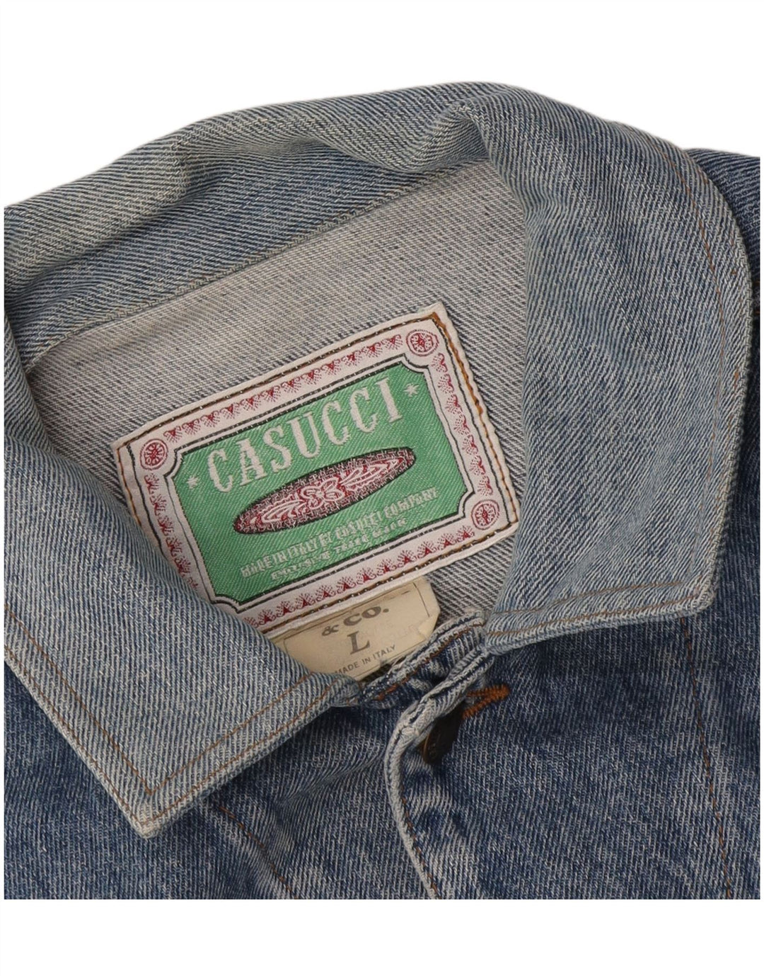 Jaqueta jeans masculina Casucci UK 40 grande algodão azul