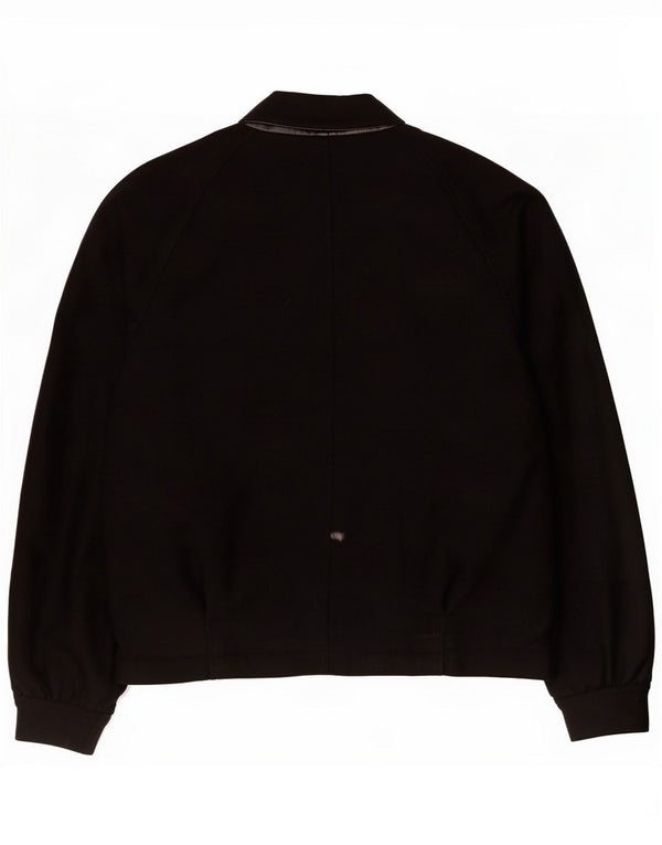 Pancaldi Mens Bomber Jacket IT 50 Large Black Pinstripe Wool