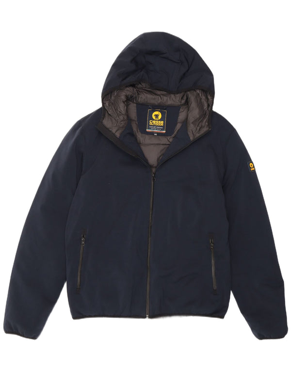 Jaqueta masculina acolchoada com capuz Ciesse Piumini UK 44 2XL poliéster azul marinho