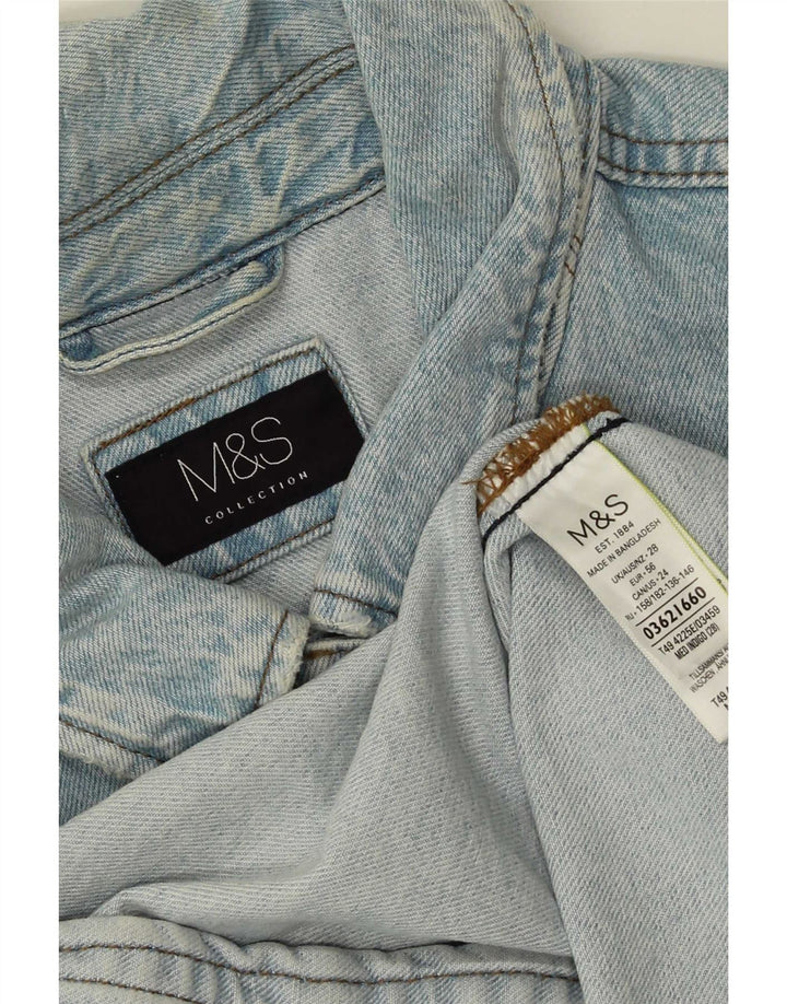 Jaqueta jeans feminina Marks & Spencer Reino Unido 28 6XL algodão azul