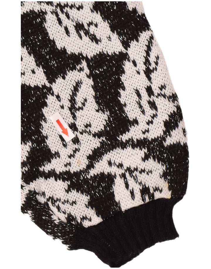Suéter feminino vintage com estampa abstrata e gola redonda Reino Unido 14 médio preto