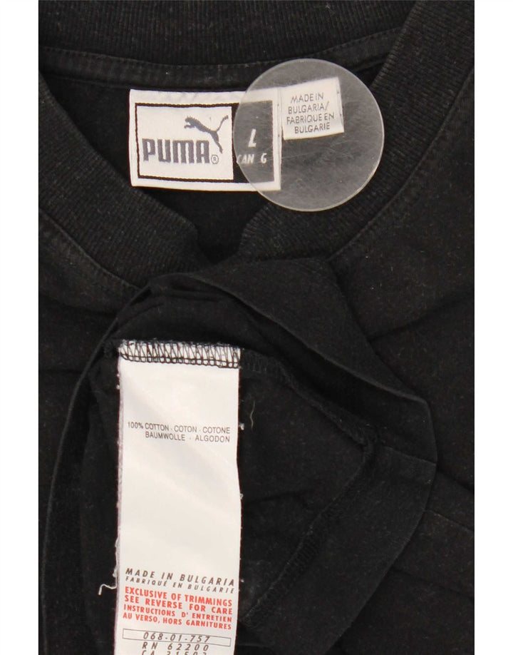 Puma Mens Graphic T-Shirt Top Grande Algodão Preto