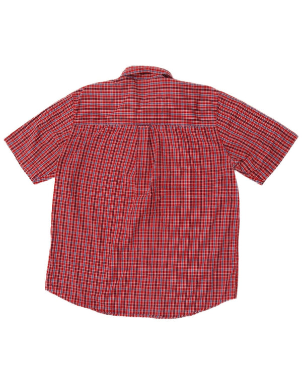 Camisa masculina de manga curta Chaps Easy Care grande algodão xadrez vermelho