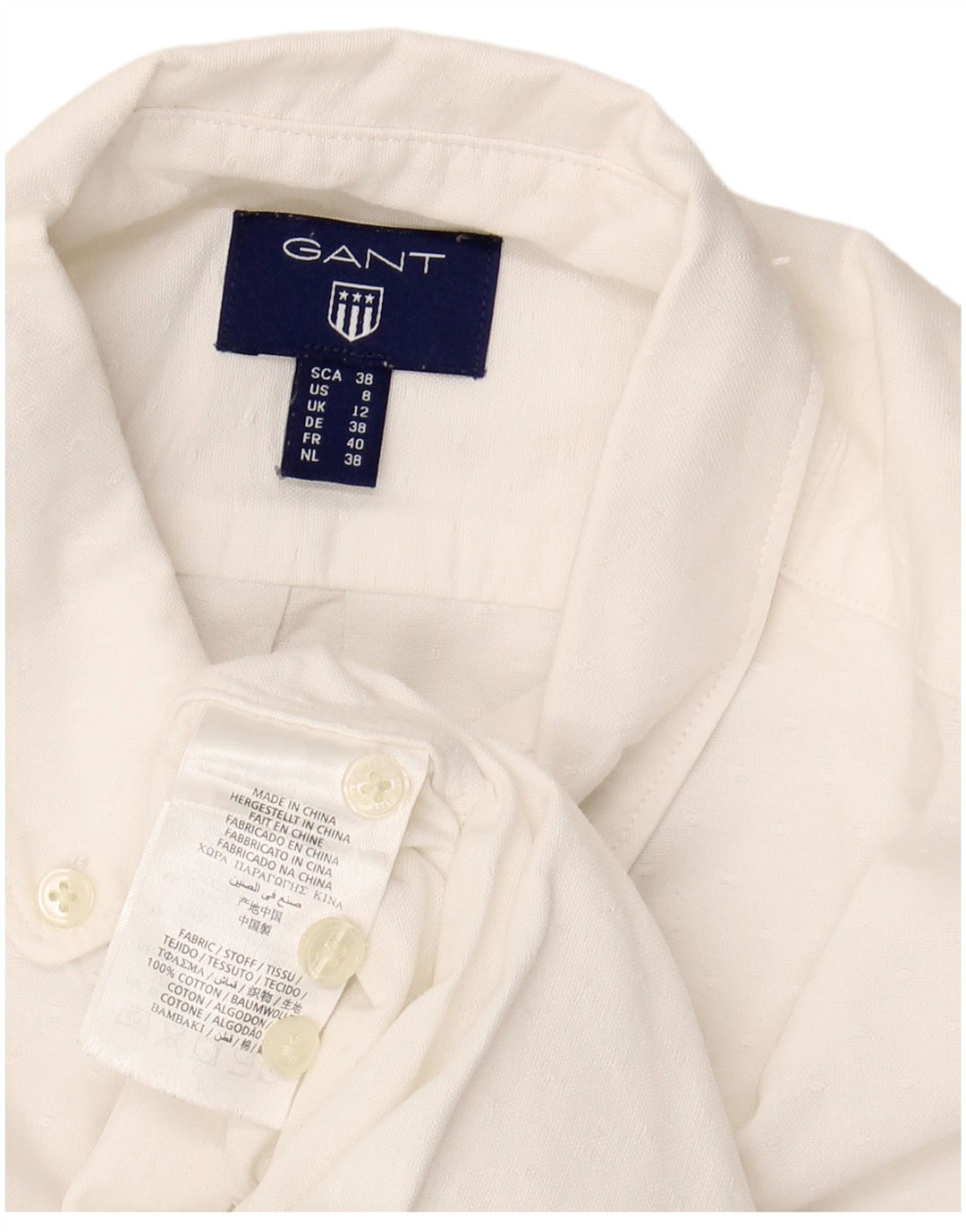 Camisa feminina GANT UK 12 algodão branco médio