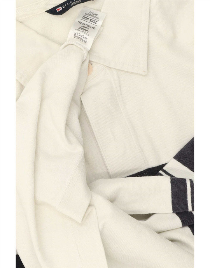 Camisa pólo masculina Marks & Spencer Blue Harbor grande bloco colorido branco