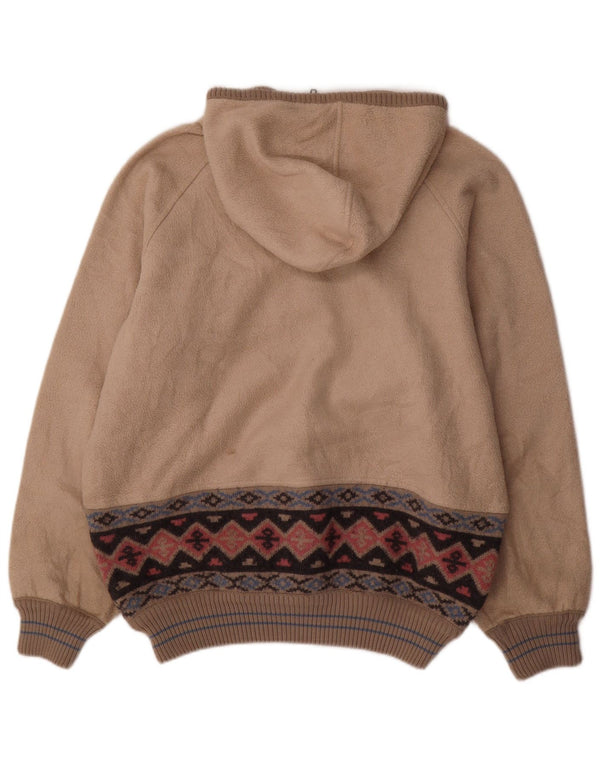 CIESSE PIUMINI Suéter masculino de lã com capuz e gola com zíper XL bege Fair Isle