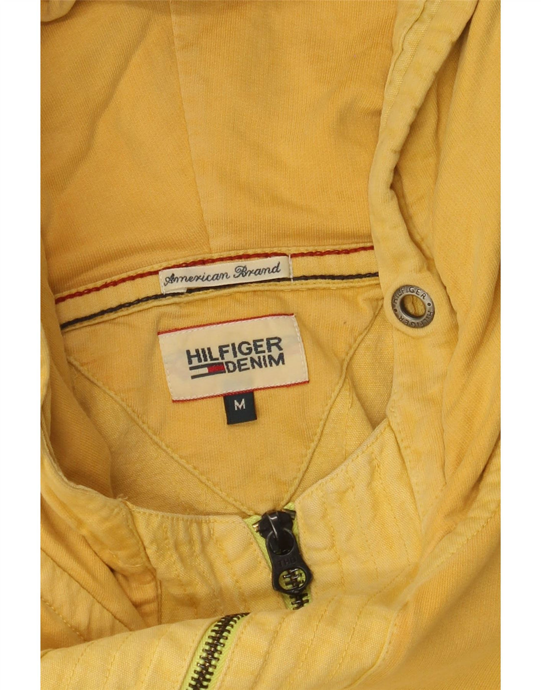 Suéter masculino TOMMY HILFIGER com capuz e gola com zíper amarelo médio