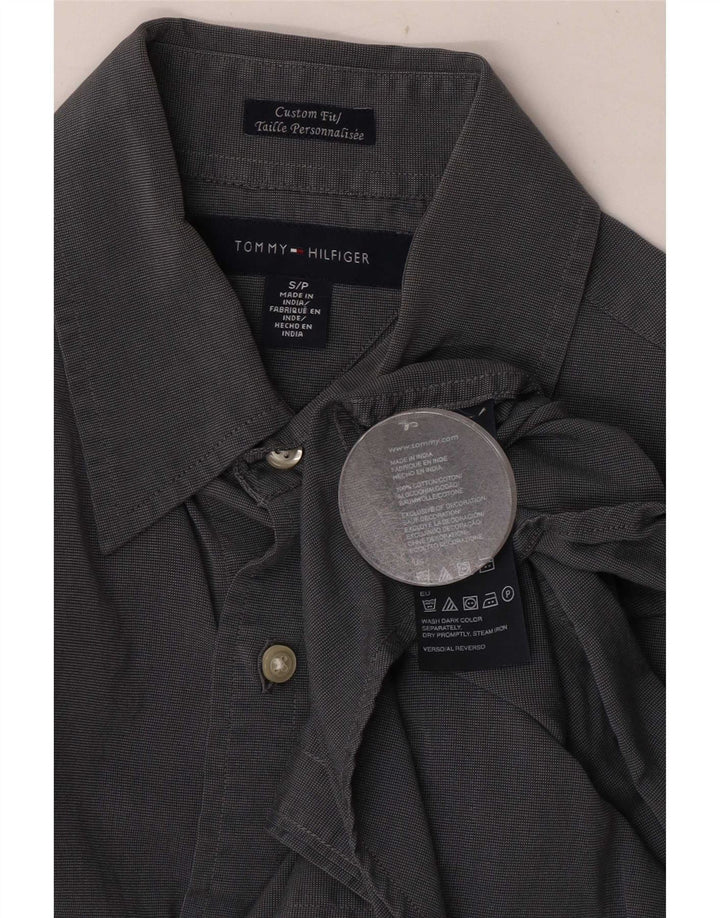 Camisa masculina Tommy Hilfiger Custom Fit pequena algodão azul marinho