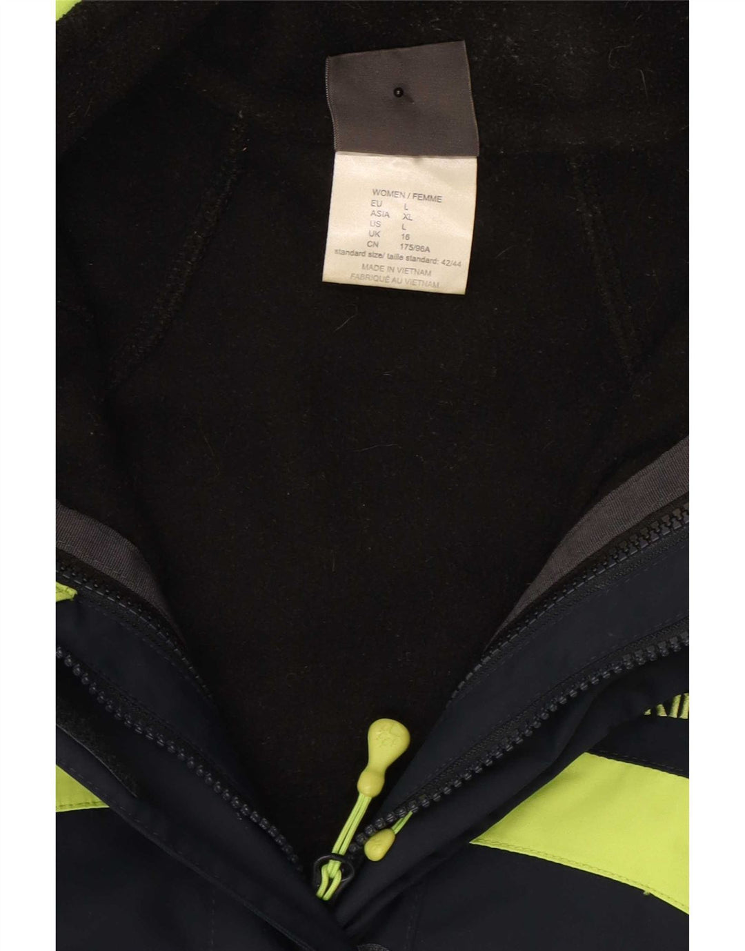 Jaqueta corta-vento feminina Jack Wolfskin UK 16 grande bloco colorido azul marinho