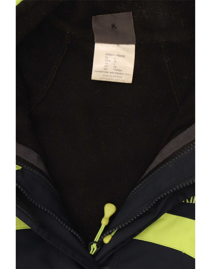 Jaqueta corta-vento feminina Jack Wolfskin UK 16 grande bloco colorido azul marinho