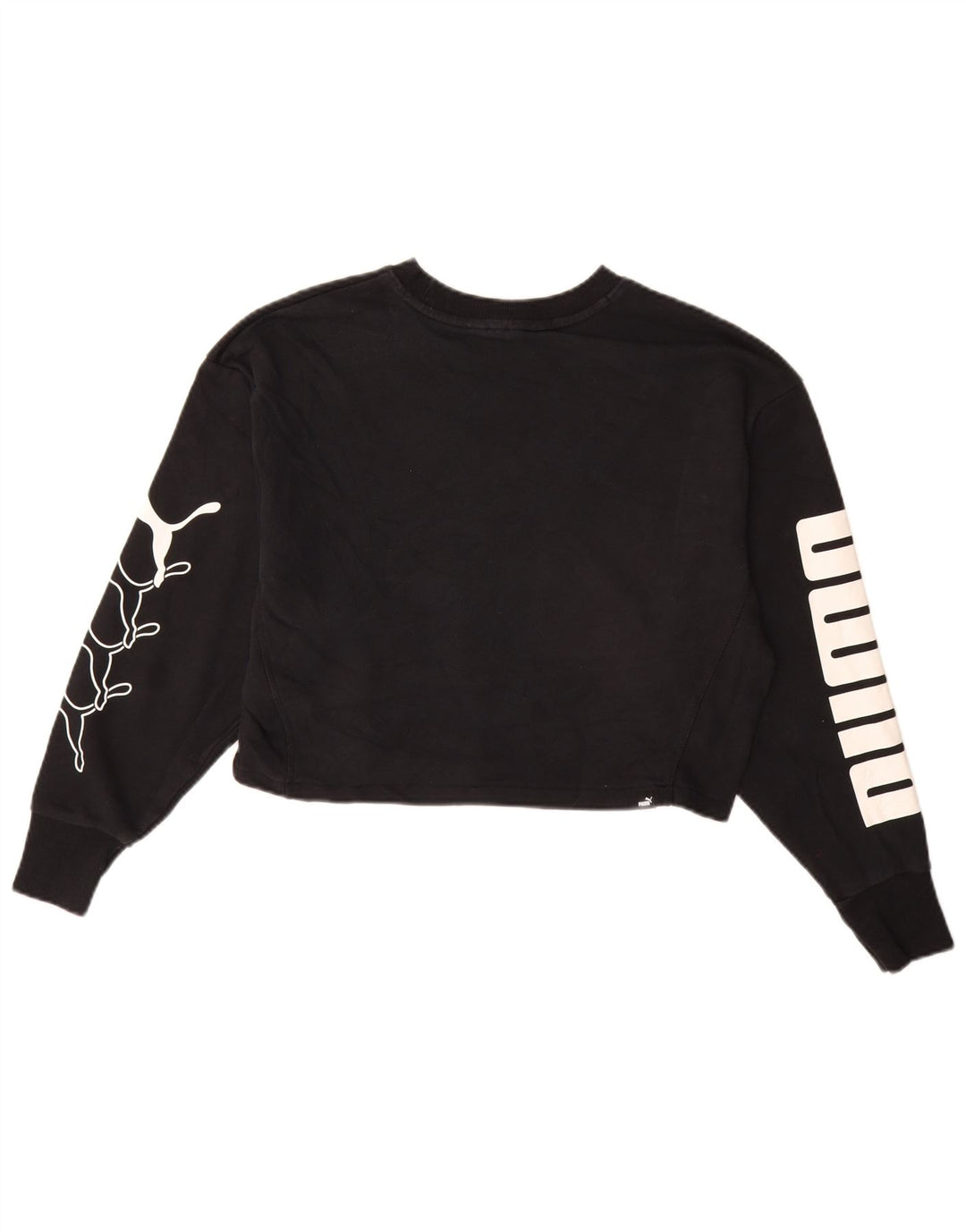 Suéter feminino PUMA com estampa oversized cropped UK 10 pequeno preto