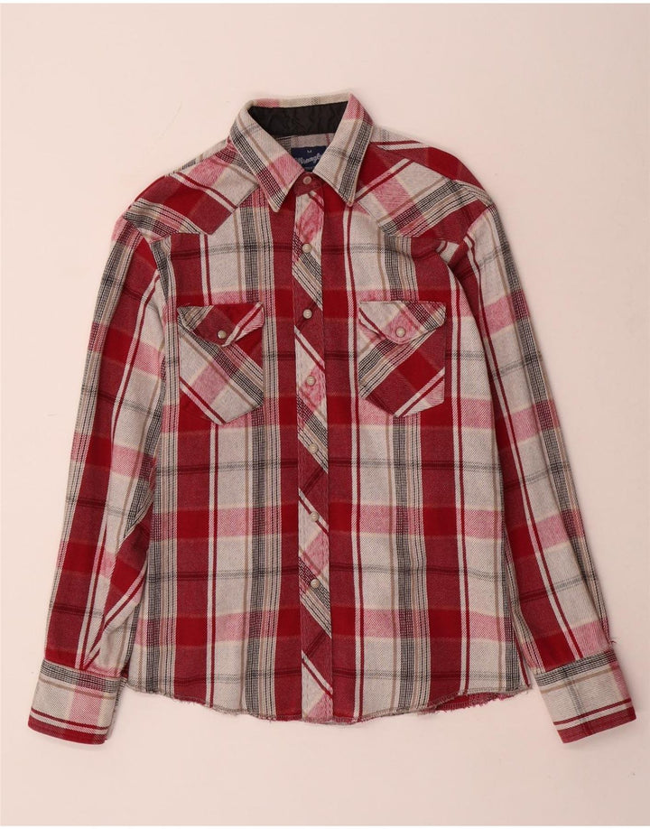 Camisa masculina de flanela Wrangler xadrez vermelho médio