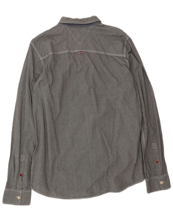 Camisa masculina Tommy Hilfiger XL cinza houndstooth algodão